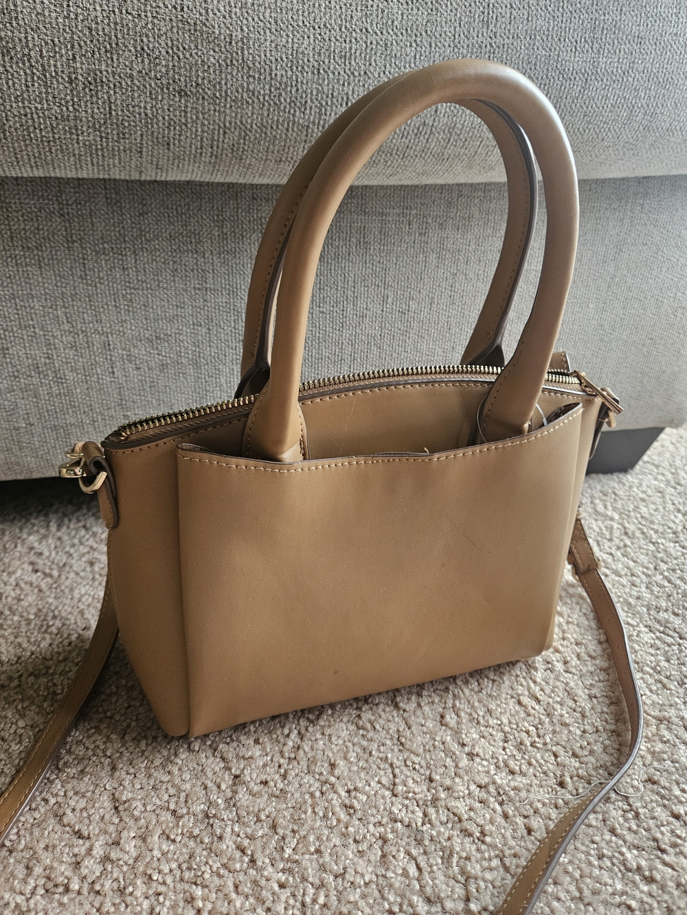 Camel Top Handle Crossbody Purse Small Satchel Handbag - Picture 4 of 6